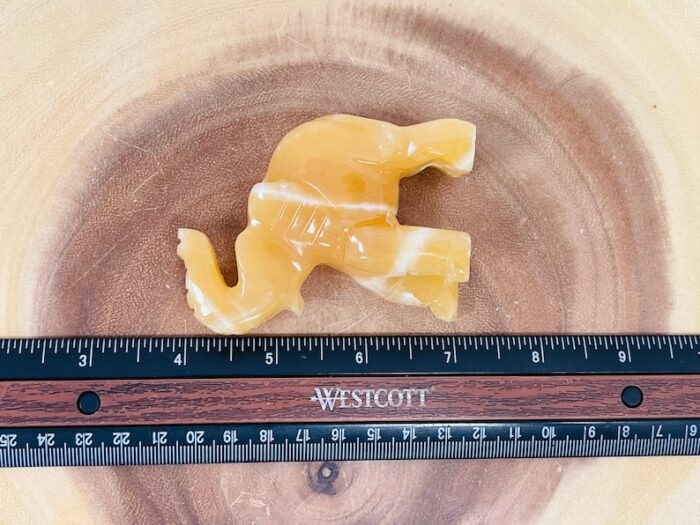 Orange Calcite Elephant Figurine, Yellow Calcite Animal Caving, Sacred Animal 3 inch