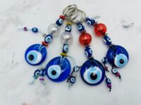 Turkish Evil Eye Blue Glass Keychain, Key Accessories, Protection from Evil Eye & Nazar