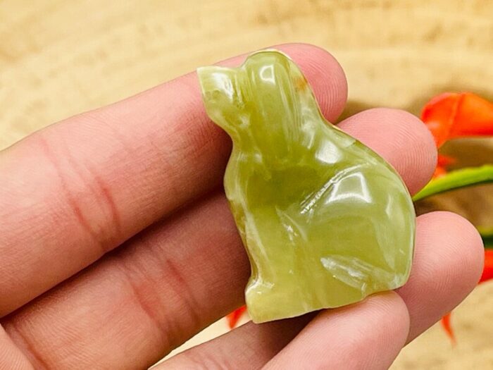 Green Onyx Puppy Figurine, Crystal Carving Dog, Standing Statuette, Sacred Animal 1.5 & 2 inch