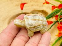 Banded Green Onyx Turtle Figurine, Green Onyx Crystal Turtle Carving, Sacred Animal 2 inch