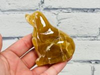 Honey Calcite Puppy Figurine, Honey Citrine Calcite Crystal Dog, Standing Statuette, Healing Crystal, Sacred Animal, 3 inch