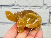 Honey Calcite Turtle Figurine, Crystal Carving Turtle, Standing Statuette, Sacred Animal, 3 inch