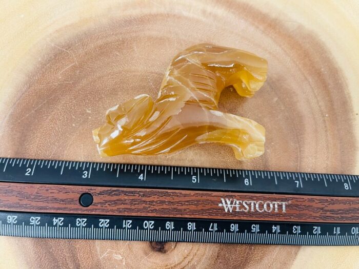 Honey Calcite Howling Wolf Figurine, Crystal Carving Standing Statuette, Reiki Metaphysical Healing Crystal, Sacred Animal, 3 Inch