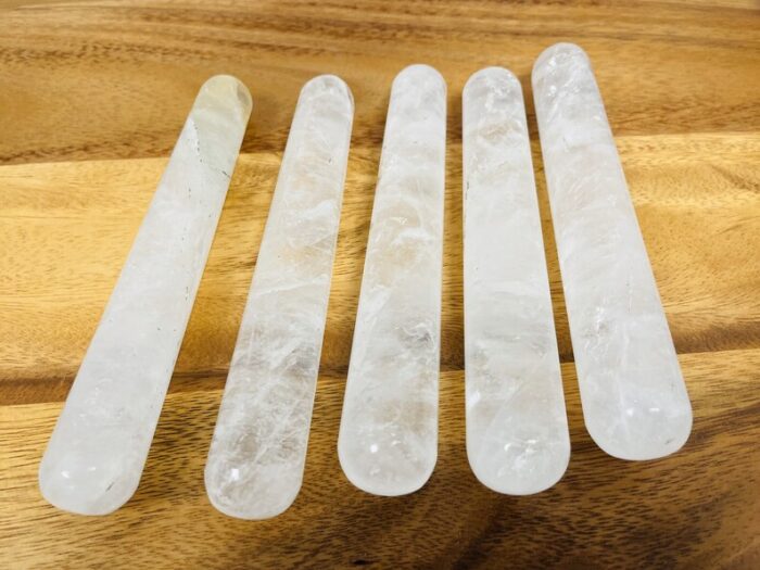 6" Clear Quartz Wand, Hand Polished Crystal Quartz Massage Point