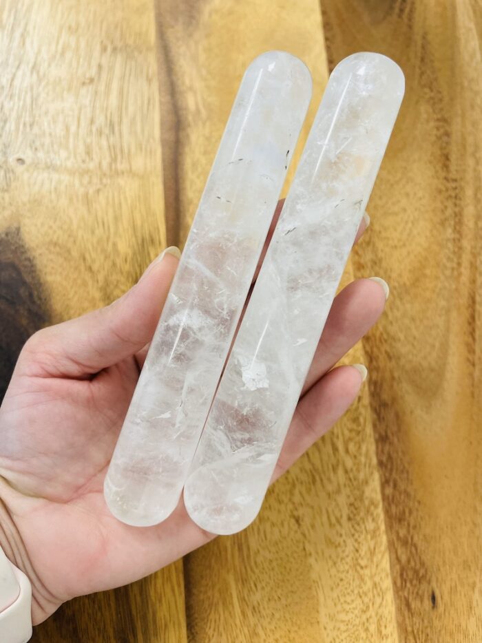 6" Clear Quartz Wand, Hand Polished Crystal Quartz Massage Point