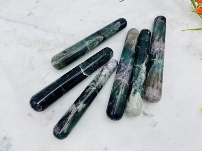 6" Fluorite Massage Wand, Rainbow Fluorite Crystal Healing Wand