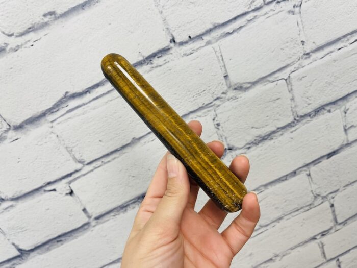 6" Tiger Eye Crystal Massage Wand, Stone of Protection, Metaphysical Healing Tool