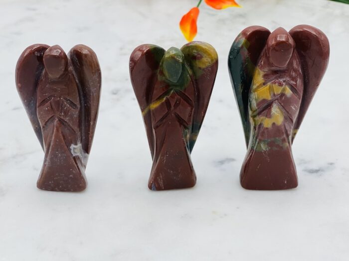 Bloodstone Jasper Angel Figurine, Heliotrope Stone Angel Statue, 1, 2 & 3 Inch