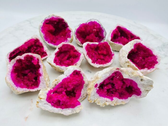 Dyed Crystal Quartz Geode, Pink Rock Cluster Geode, Quartz In Rock Formation, Pick your Size