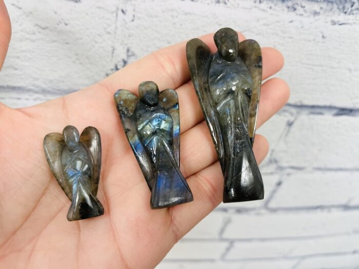 Labradorite Crystal Angel Figurine, Standing Statuette. 1 , 2 & 3 Inch