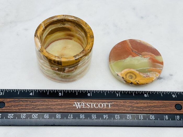 Green Onyx Jar with Lid, Crystal Round Ring & Jewelry Box, 2 X 1.5 Inches