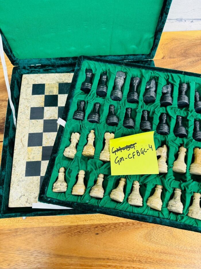 Marble Chess Set, Chess Board with Hand Carved Chess Pieces & Fancy Velvet Gift Box, 12 x 12 inch