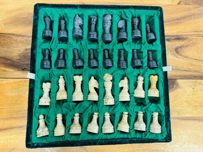 Marble Chess Set, Chess Board with Hand Carved Chess Pieces & Fancy Velvet Gift Box, 12 x 12 inch