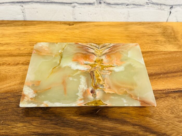 Banded Green Onyx Rectangular Serving Tray, Detergent Safe & Easy to Clean, 7" x 5"