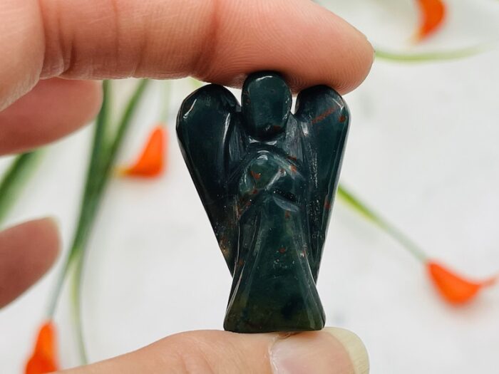 Bloodstone Jasper Angel Figurine, Heliotrope Stone Angel Statue, 1, 2 & 3 Inch