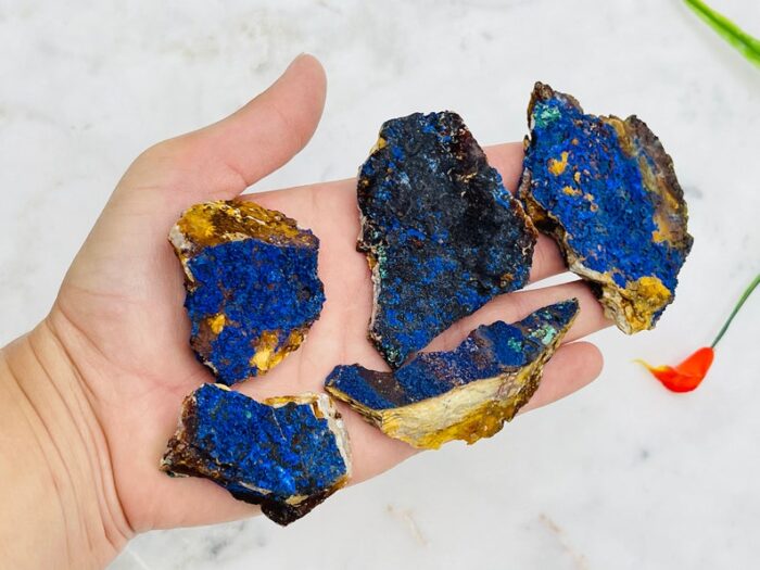 Azurite Raw Crystal Stones Specimen with Malachite, Wholesale Bulk Lot