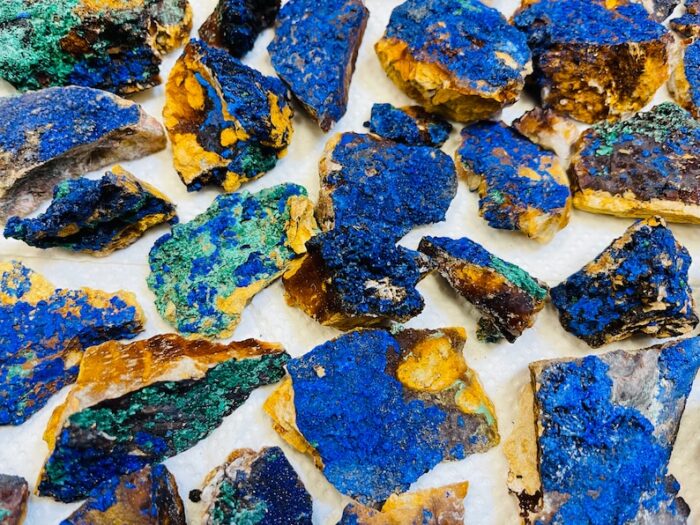 Azurite Raw Crystal Stones Specimen with Malachite, Wholesale Bulk Lot