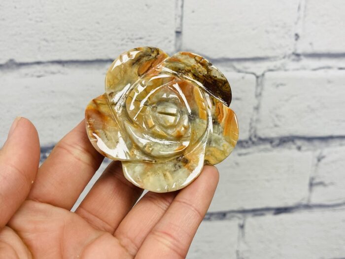 Onyx Rose Flower Craving, Handmade Crystal, 3 inch