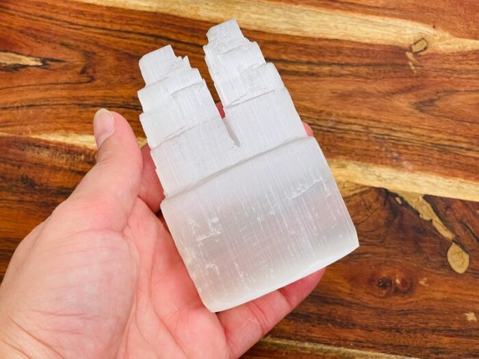 Polished Selenite Crystal Skyscraper Twin Towers, Selenite Healing Crystal Iceberg, 4 inch & 8 inch