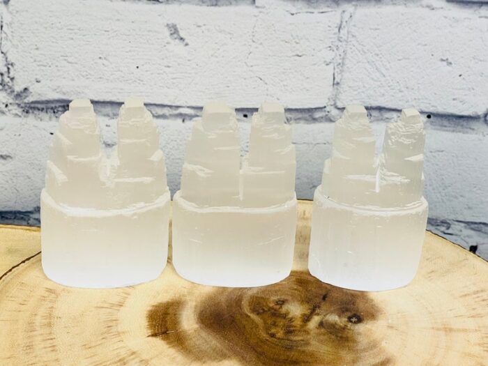 Polished Selenite Crystal Skyscraper Twin Towers, Selenite Healing Crystal Iceberg, 4 inch & 8 inch