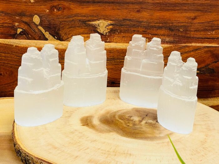 Polished Selenite Crystal Skyscraper Twin Towers, Selenite Healing Crystal Iceberg, 4 inch & 8 inch