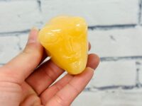 Orange Calcite Alien Skull, Yellow Calcite, Realistic Details & Fine Art Sculpture, Metaphysical Crystal, 2 Inch