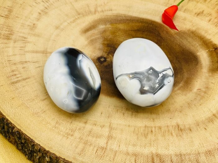 Orca Agate Palm Stone, Crystal Pocket Therapy Stone, 2 - 2.5 Inch