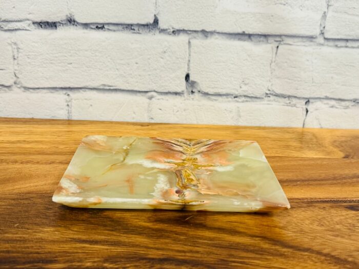 Banded Green Onyx Rectangular Serving Tray, Detergent Safe & Easy to Clean, 7" x 5"