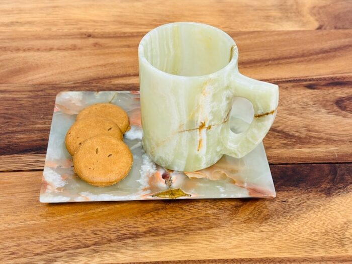 Banded Green Onyx Rectangular Serving Tray, Detergent Safe & Easy to Clean, 7" x 5"